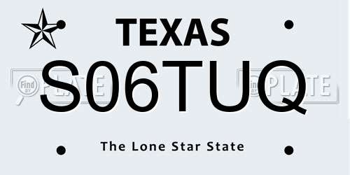 S06TUQ Texas License Plate