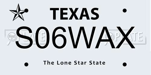 S06WAX Texas License Plate