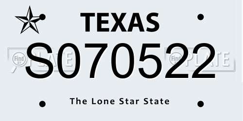 S070522 Texas License Plate