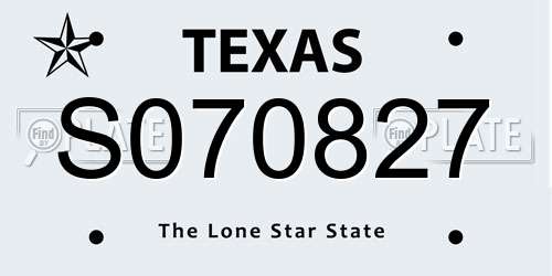S070827 Texas License Plate