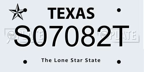 S07082T Texas License Plate