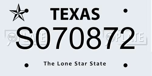 S070872 Texas License Plate