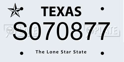 S070877 Texas License Plate