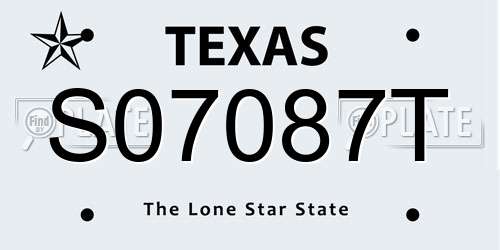 S07087T Texas License Plate