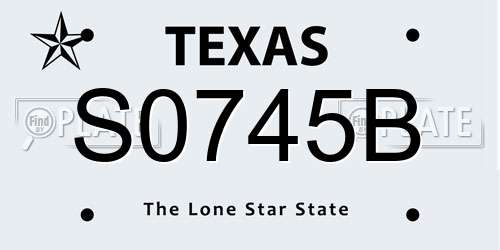 S0745B Texas License Plate