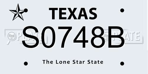S0748B Texas License Plate