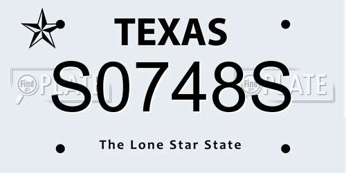 S0748S Texas License Plate
