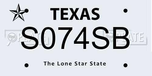 S074SB Texas License Plate
