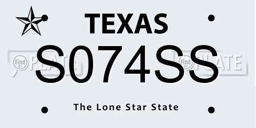 S074SS Texas License Plate