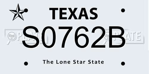 S0762B Texas License Plate
