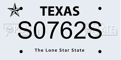 S0762S Texas License Plate