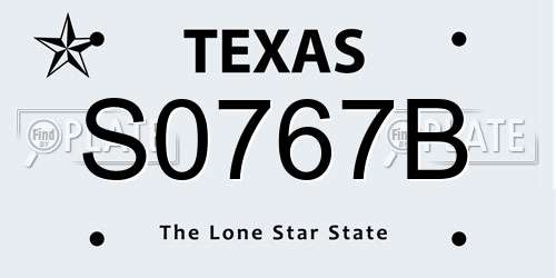 S0767B Texas License Plate