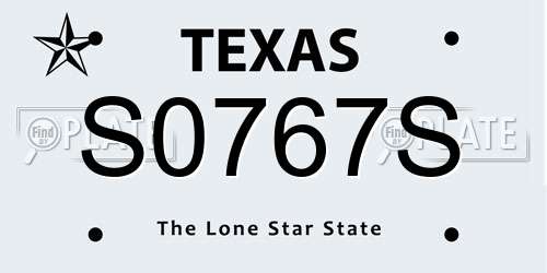 S0767S Texas License Plate