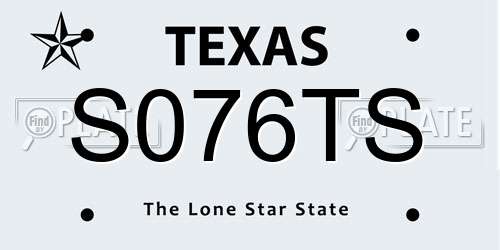S076TS Texas License Plate