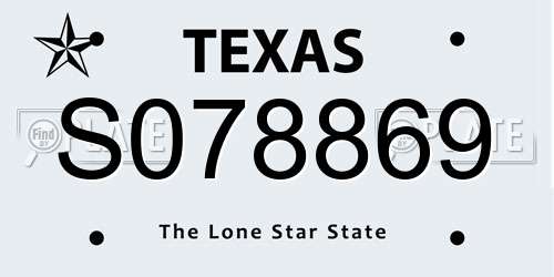 S078869 Texas License Plate