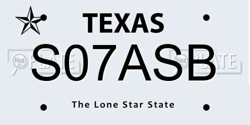S07ASB Texas License Plate