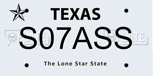 S07ASS Texas License Plate