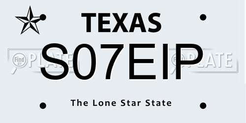 S07EIP Texas License Plate