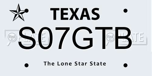S07GTB Texas License Plate