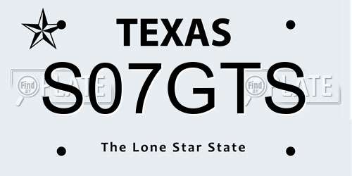 S07GTS Texas License Plate