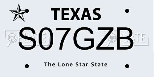S07GZB Texas License Plate