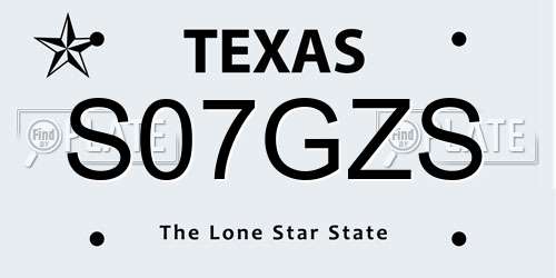 S07GZS Texas License Plate