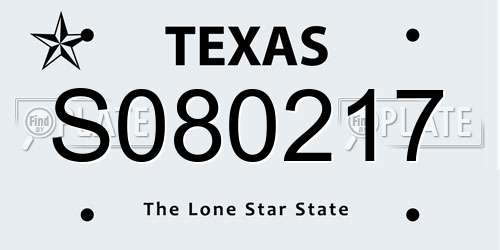 S080217 Texas License Plate
