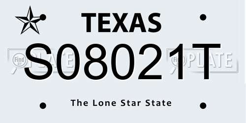 S08021T Texas License Plate