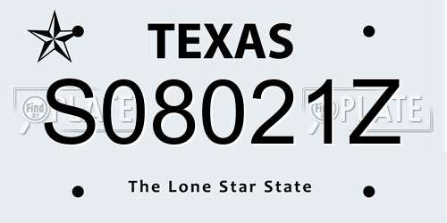 S08021Z Texas License Plate
