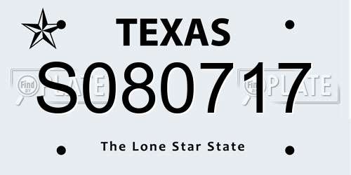 S080717 Texas License Plate
