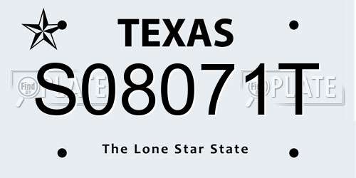 S08071T Texas License Plate