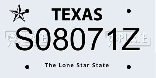 S08071Z Texas License Plate