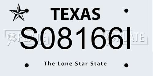 S08166I Texas License Plate