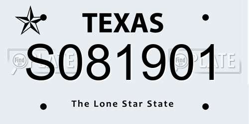 S081901 Texas License Plate