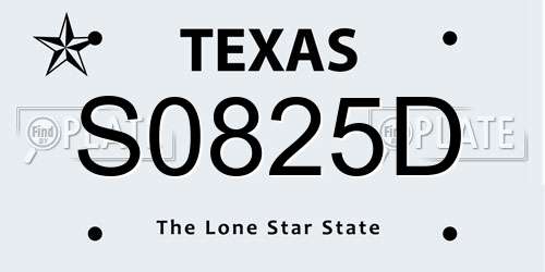 S0825D Texas License Plate