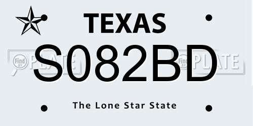 S082BD Texas License Plate