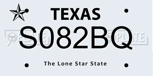 S082BQ Texas License Plate
