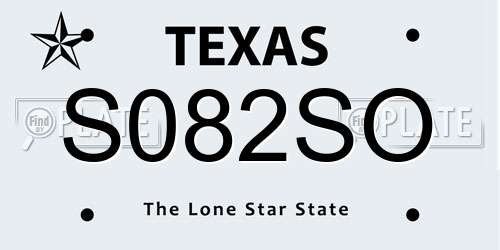 S082SO Texas License Plate