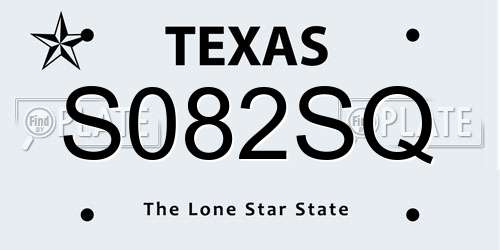 S082SQ Texas License Plate