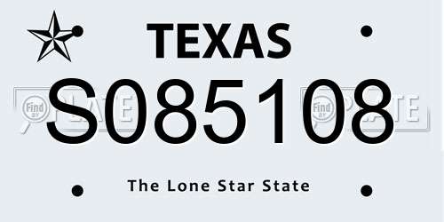 S085108 Texas License Plate