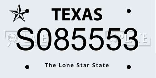 S085553 Texas License Plate