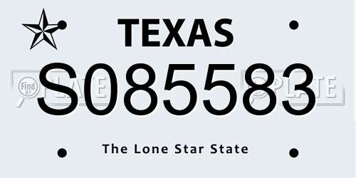 S085583 Texas License Plate