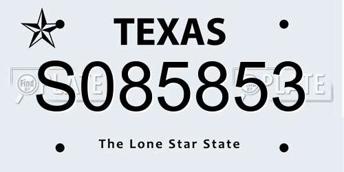 S085853 Texas License Plate