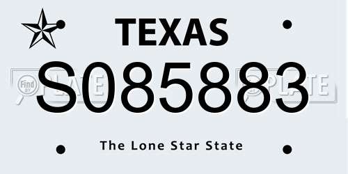 S085883 Texas License Plate