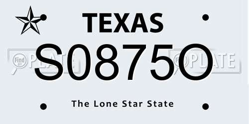 S0875O Texas License Plate