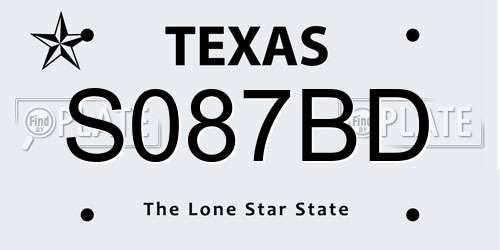 S087BD Texas License Plate