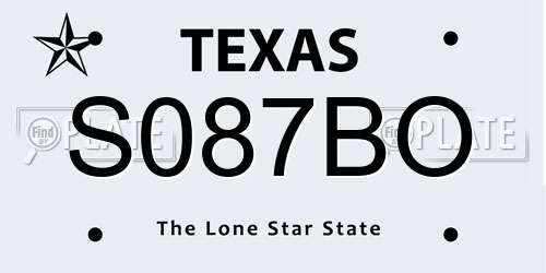 S087BO Texas License Plate