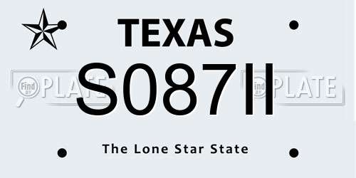 S087II Texas License Plate