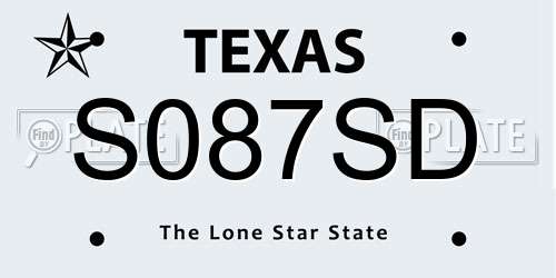 S087SD Texas License Plate