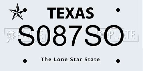 S087SO Texas License Plate